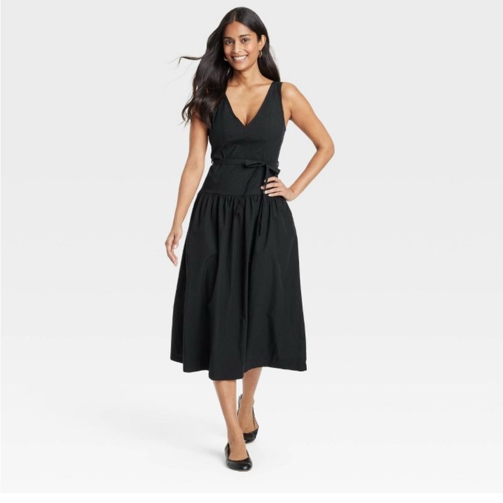 Women's Tie-Waist Midi A-Line Dress - Universal Thread